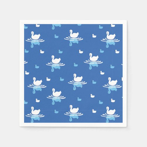 Serene Waters _ Playful Swan Lake Pattern Design Napkins