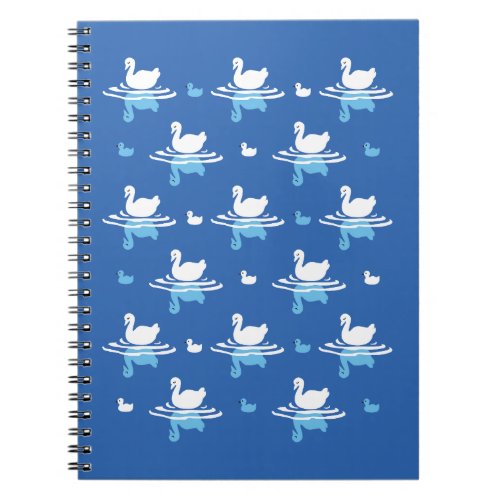 Serene Waters _ Playful Swan Lake Pattern Design Notebook