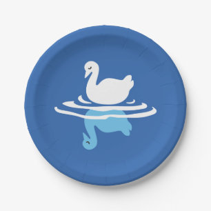 Serene Waters - Playful Swan Lake Pattern Design Paper Plates