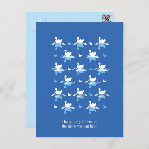 Serene Waters _ Playful Swan Lake Pattern Design Postcard