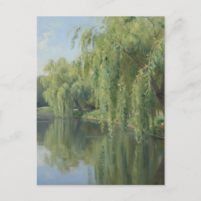 Serene Weeping Willow Pond Landscape Postcard (Front)