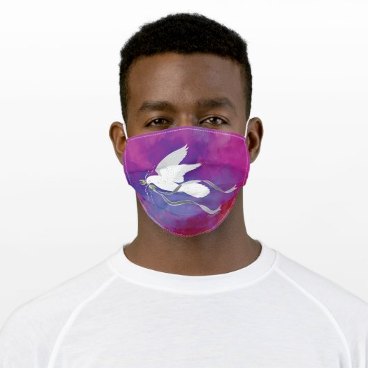 Serene White Dove Adult Cloth Face Mask (Worn)
