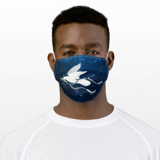Serene White Dove Adult Cloth Face Mask (Worn)