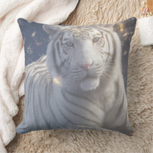 Serene White Tiger Throw Pillow