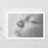 Serene White Title Photo Card Birth Announcement