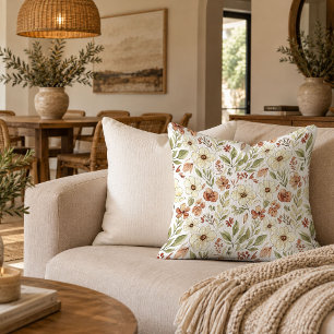 Serene Wildflower Watercolor Throw Pillow Accent