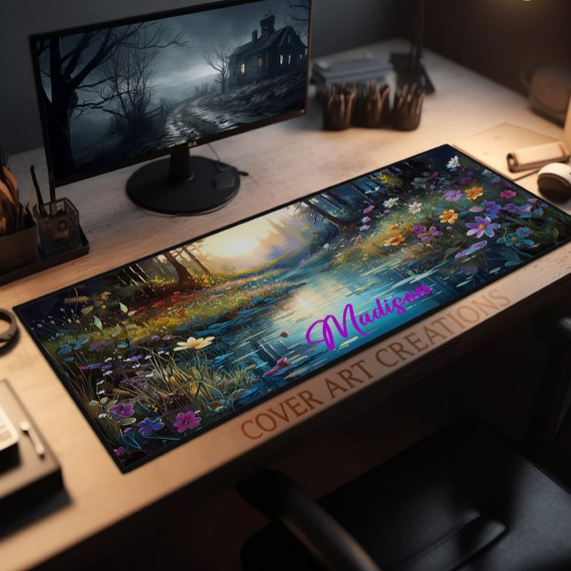 Serene Wildflowers Creek Nature Personalized Desk Mat (Creator Uploaded)