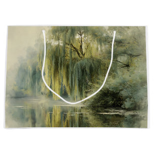 Serene Willow Tree Reflection Nature Art (10) Large Gift Bag