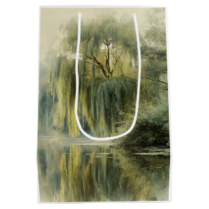 Serene Willow Tree Reflection Nature Art (10) Medium Gift Bag