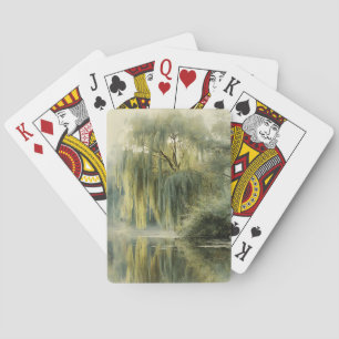Serene Willow Tree Reflection Nature Art (10) Poker Cards