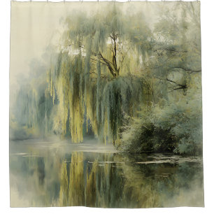 Serene Willow Tree Reflection Nature Art (10) Shower Curtain