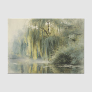 Serene Willow Tree Reflection Nature Art (10) Tissue Paper