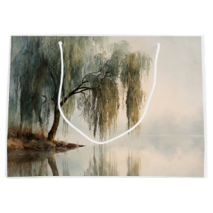 Serene Willow Tree Reflection Nature Art (13) Large Gift Bag