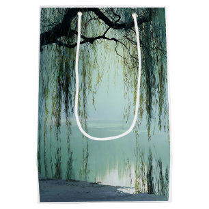Serene Willow Tree Reflection Nature Art (4) Medium Gift Bag