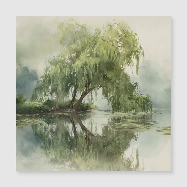 Serene Willow Tree Reflection Nature Art (5) (Front)