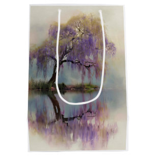 Serene Willow Tree Reflection Nature Art (6) Medium Gift Bag