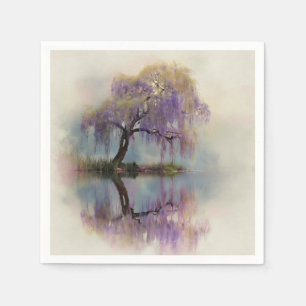 Serene Willow Tree Reflection Nature Art (6) Napkins