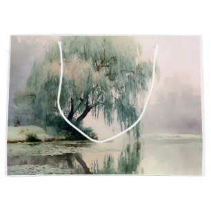 Serene Willow Tree Reflection Nature Art (7) Large Gift Bag
