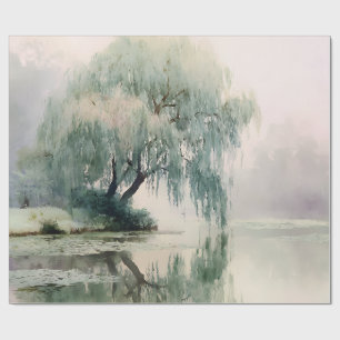 Serene Willow Tree Reflection Nature Art (7) Wrapping Paper