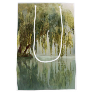 Serene Willow Tree Reflection Nature Art (8) Medium Gift Bag