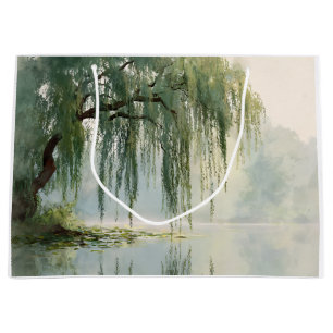 Serene Willow Tree Reflection Nature Art (9) Large Gift Bag