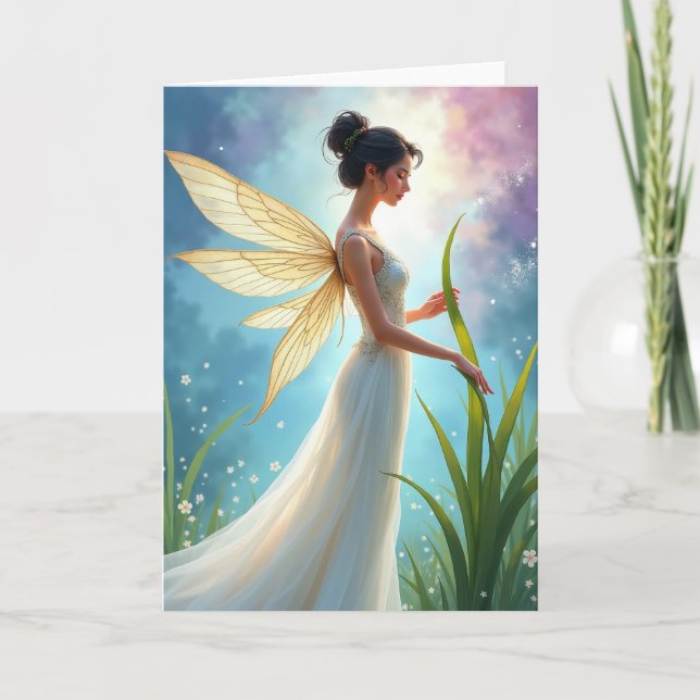Serene Winged Birthday Card (Front)