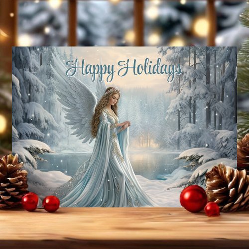 Serene Winter Angel Christmas Holiday Card