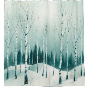 Serene Winter Birch Forest Shower Curtain