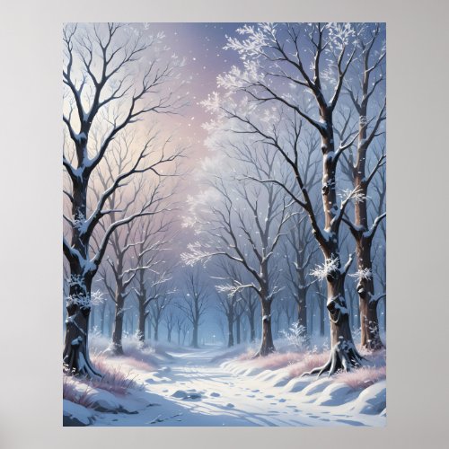 Serene winter forest art poster