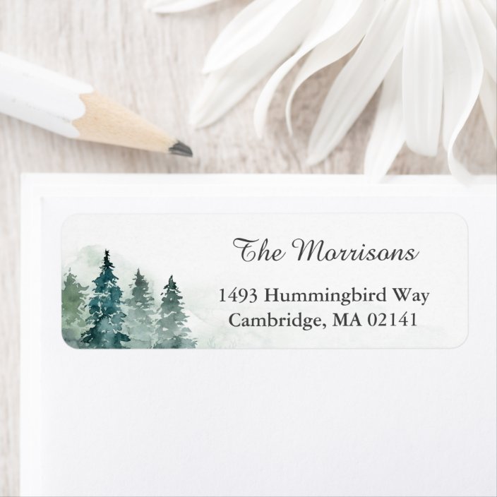 Serene Winter Forest Holiday Return Address Label Zazzle Com