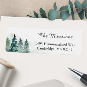 Serene Winter Forest Holiday Return Address Label