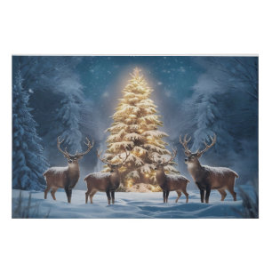 Serene Winter Landscape with Glowing Christmas Faux Canvas Print