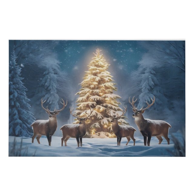 Serene Winter Landscape with Glowing Christmas  Faux Canvas Print (Front)