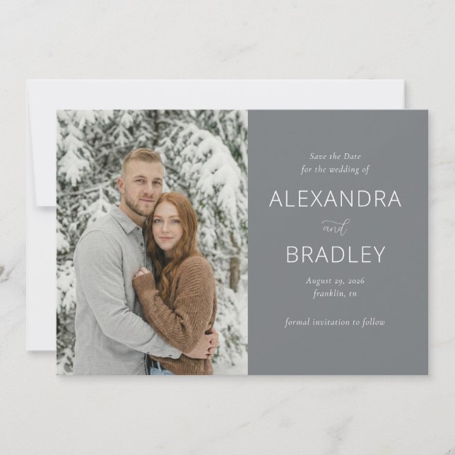 Serene Winter Minimalist Photo Save The Date (Front)