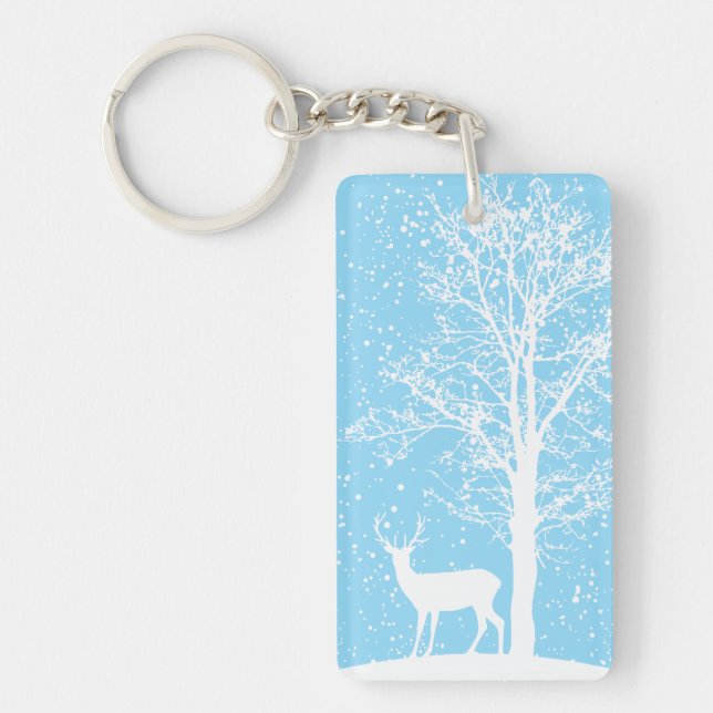 Serene Winter Silhouette Keychain (Front)