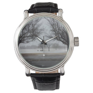 Serene Winter Snowfall Park Landscape Watch