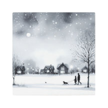 Serene Winter Village: Tranquil Snowy Path Waterco