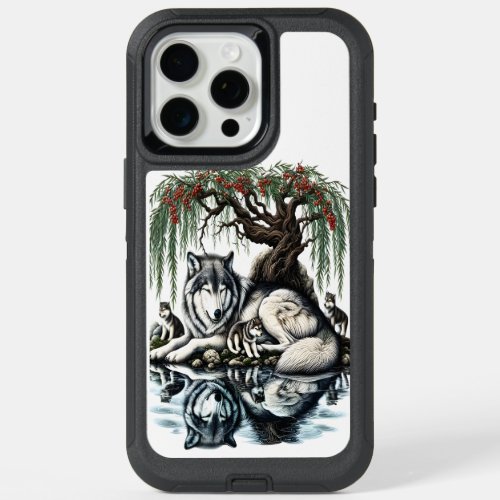 Serene Wolf Family Oasis in Idyllic Nature iPhone 15 Pro Max Case