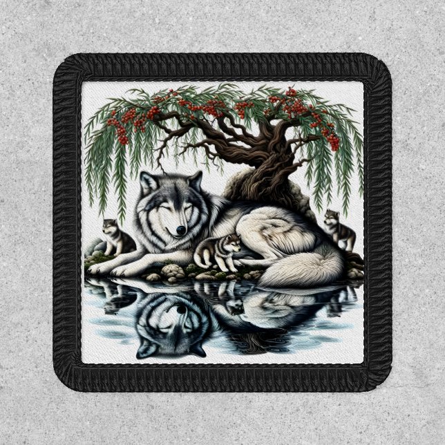 Serene Wolf Family Oasis in Idyllic Nature Patch (Front)