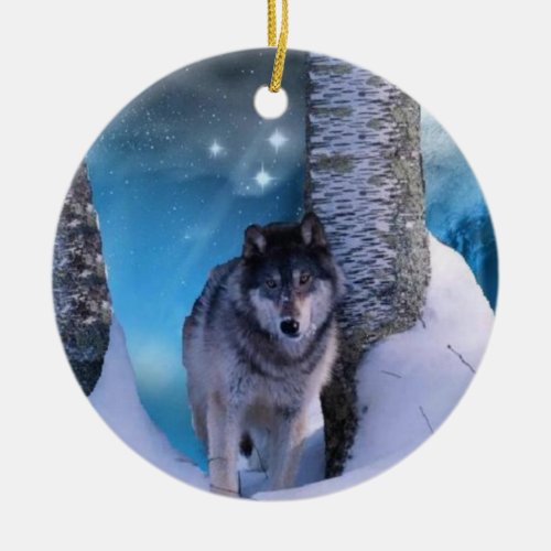 Serene wolf Ornament