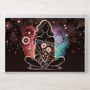 Serene Woman in a Cosmic Floral Dream HP Laptop Skin