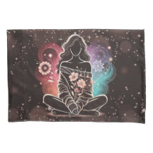 Serene Woman in a Cosmic Floral Dream