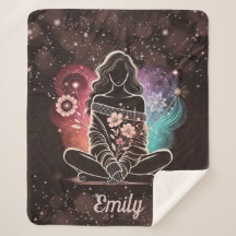 Serene Woman in a Cosmic Floral Dream