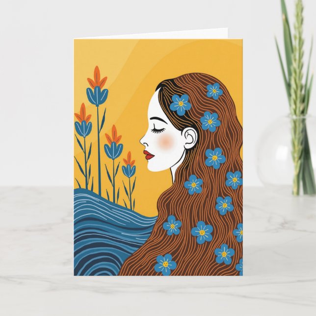 Serene Woman Mothers Day Art Card (Front)