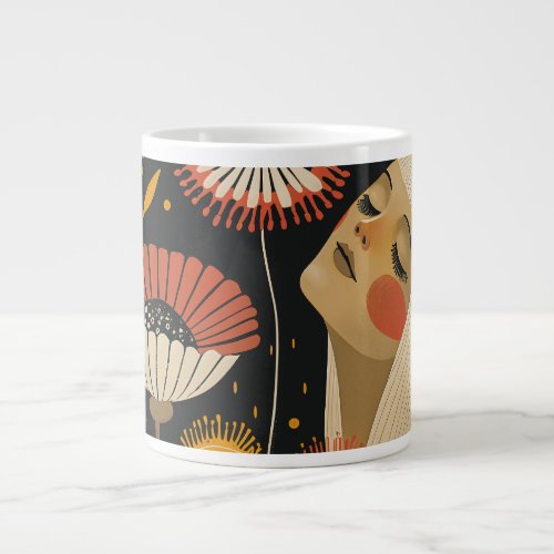 Serene Woman Surrounded Giant Coffee Mug