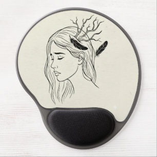 Serene Woman with Flowers Mouse Pad – Mindfulness