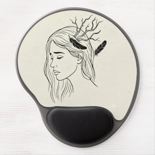 Serene Woman with Flowers Mouse Pad – Mindfulness  (Front)
