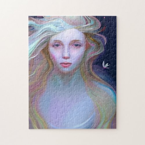 Serene Woman with Tear in her Eye Jigsaw Puzzle