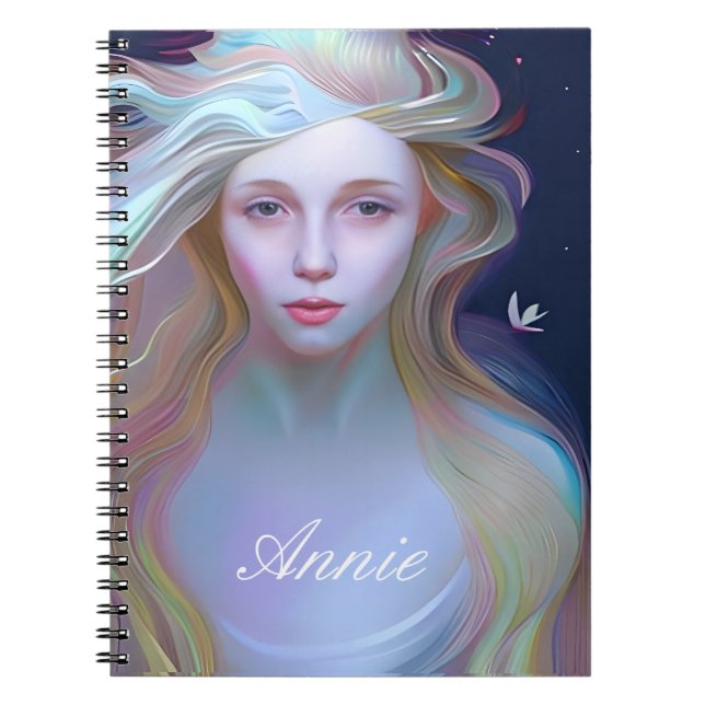 Serene Woman with Tear in her Eye Personalized Notebook (Front)