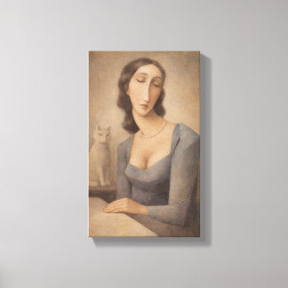 Serene Women with her Cat Canvas Print